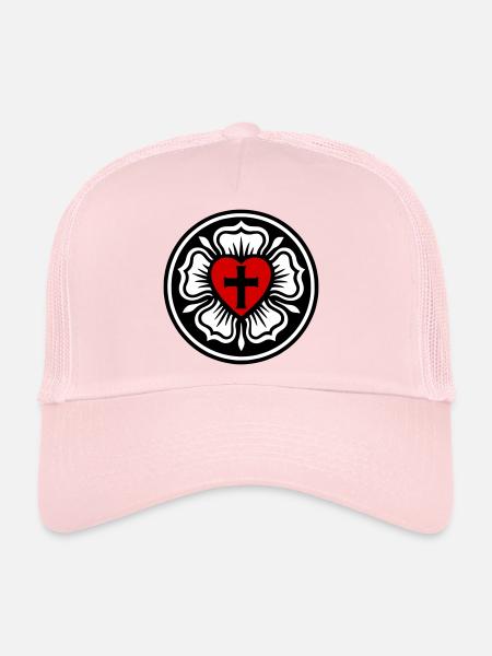 Lutheran Rose - Trucker Cap - pale pink - Front