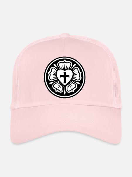 Lutheran Rose - Trucker Cap - pale pink - Front