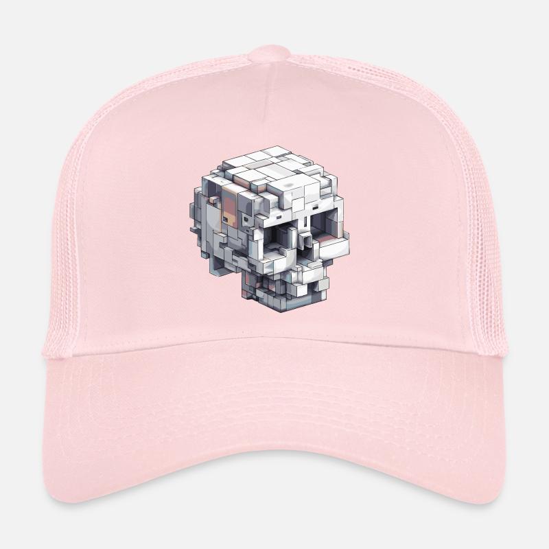 Block-Schädel Design – Digital Art Look Trucker Cap