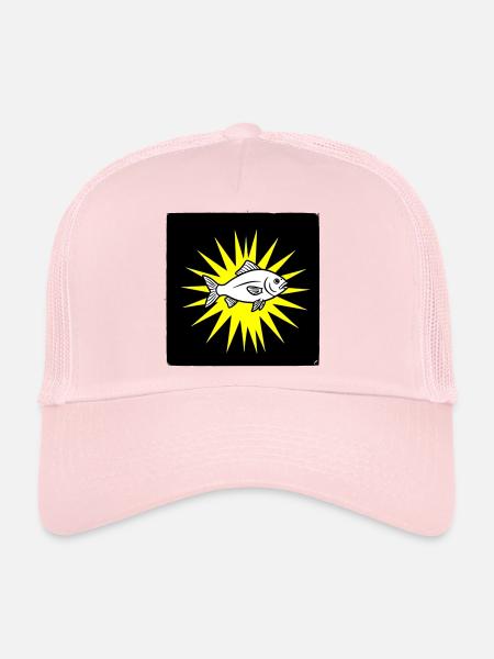 Cool fish in punk rock & pop art style - Trucker Cap - pale pink - Front