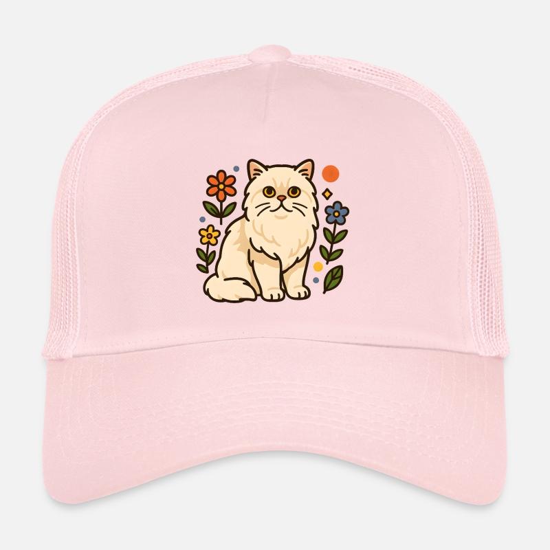 Chat persan en gloire florale Casquette trucker 