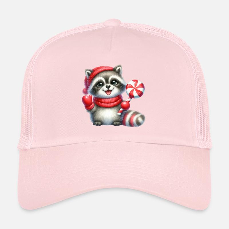 Gemütlicher Waschbär mit Zuckerstange Trucker Cap