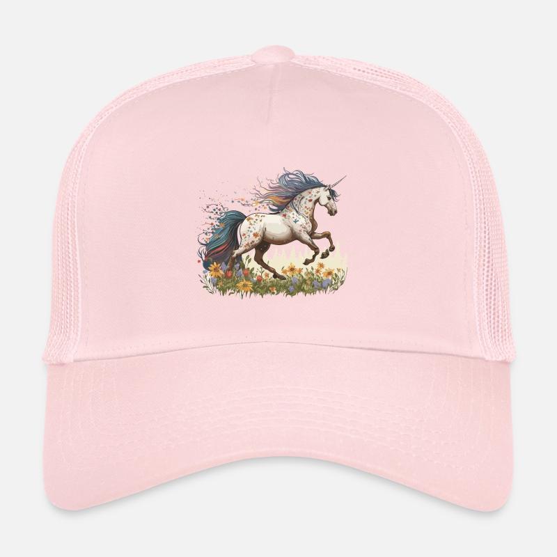 Licorne dans une mer de fleurs : magie des couleurs Casquette trucker 