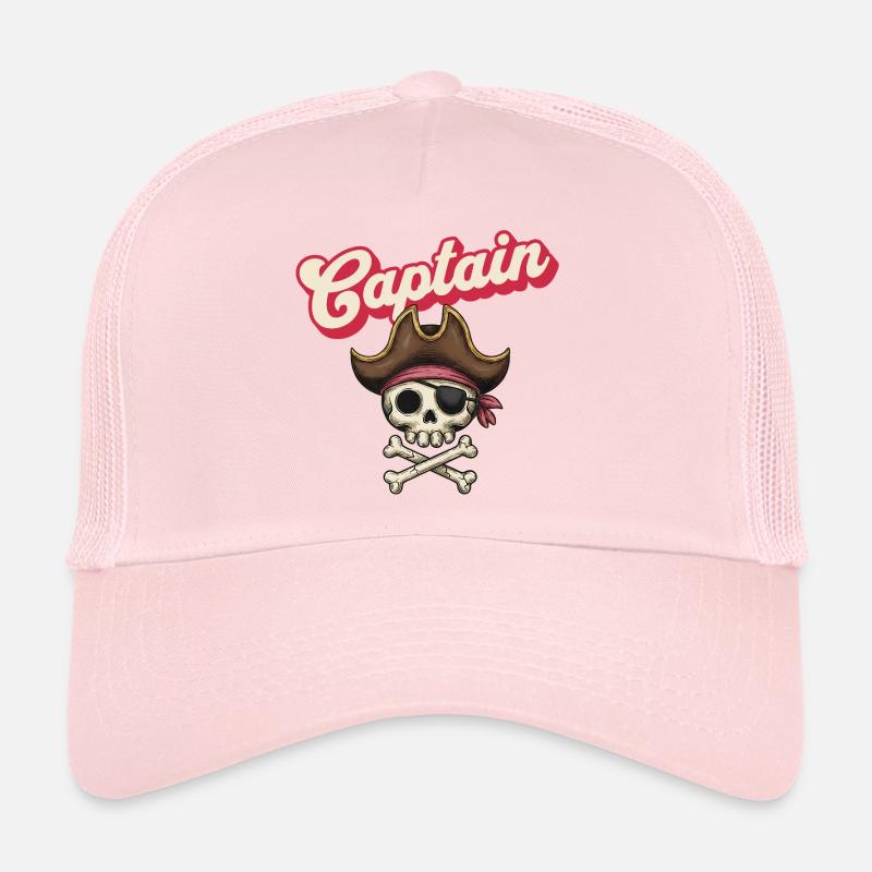 Captain Skull Piratensymbol - Trucker Cap - Hellrosa