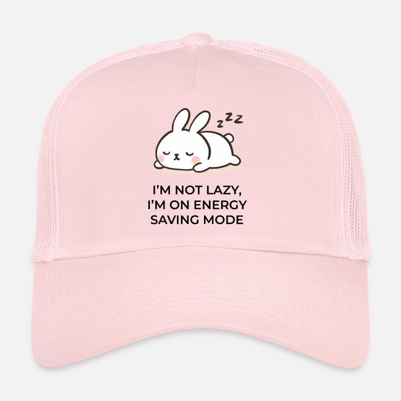 Energy saving mode - Cute sleeping bunny cartoon - Trucker Cap - pale pink