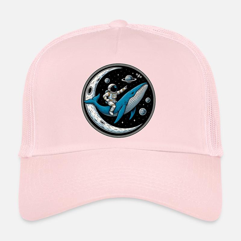 Cosmic Ride: Astronaut and the Whale - Trucker Cap - pale pink