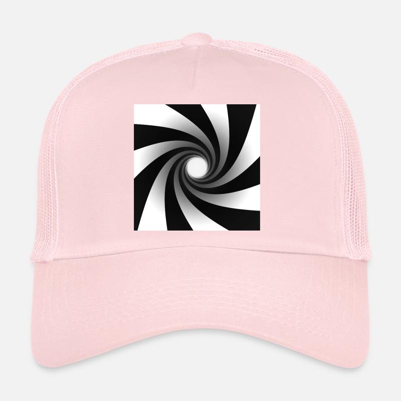 Monochrome Spiral Vortex Trucker Cap