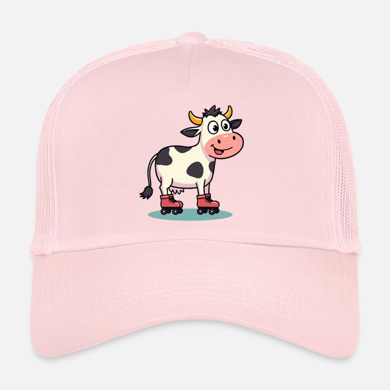 Funny cow on roller skates retro skating Trucker Cap