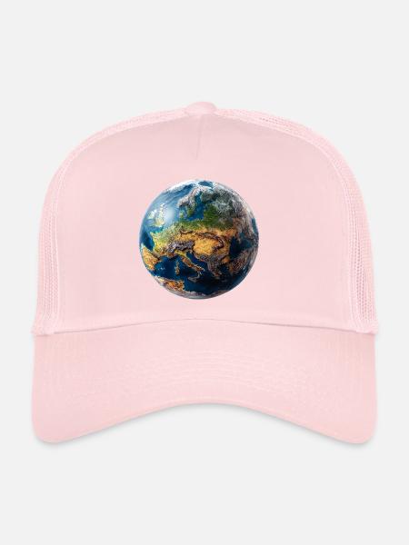 Globe Design: Europe-Asia Landscape - Trucker Cap - pale pink - Front