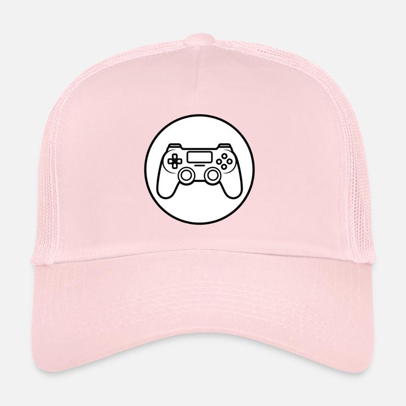 Controller in der Hand, Level 1 aktiviert, Spielergeschenk Trucker Cap