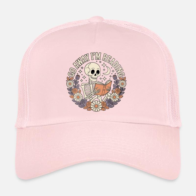 Away I'm Reading Skeleton with Florals Trucker Cap