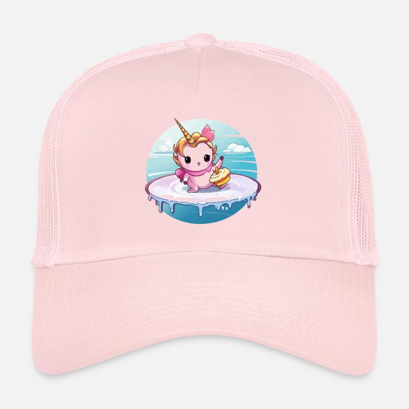 Licorne sur une planche de surf avec cupcake Casquette trucker 