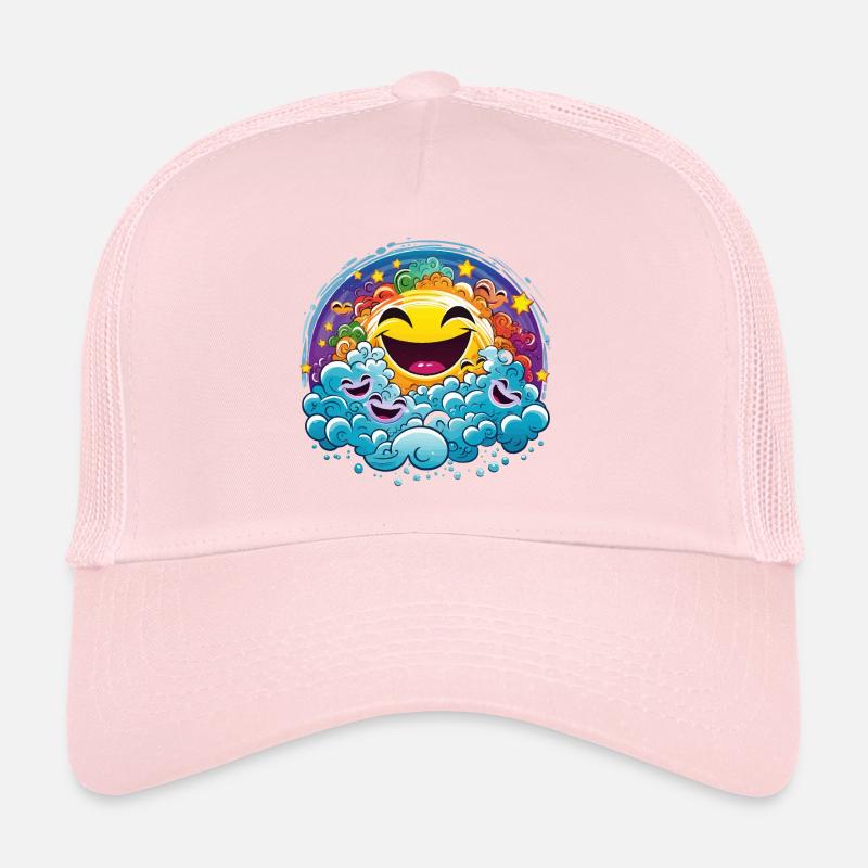 Laughing sun in colorful clouds Trucker Cap