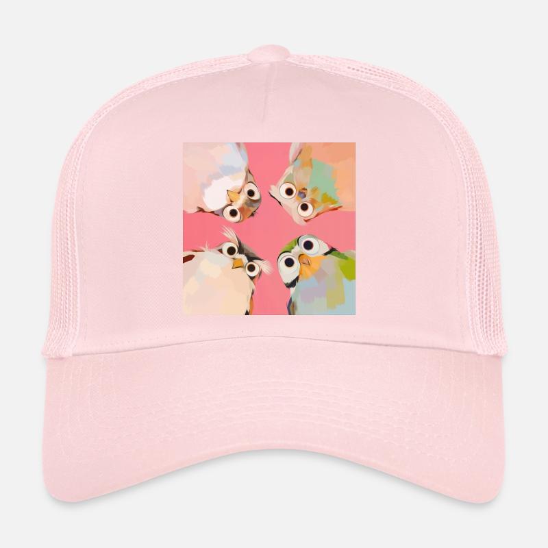 Quatre chouettes en cercle | Motif d’animal pastel mignon Casquette trucker 