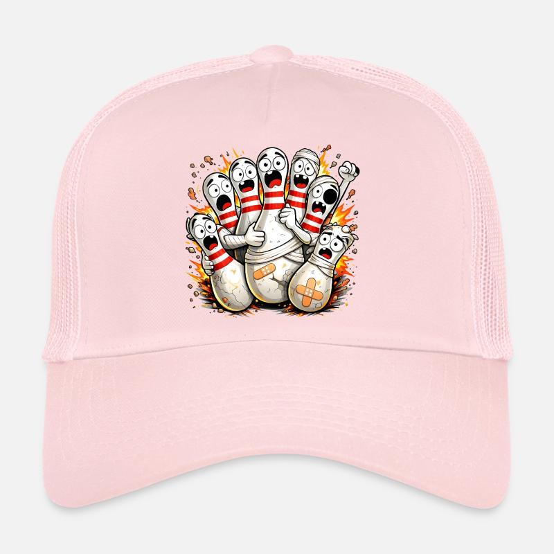 Lustige Bowlingkegel mit Angst vor der Kugel  - Trucker Cap - Hellrosa