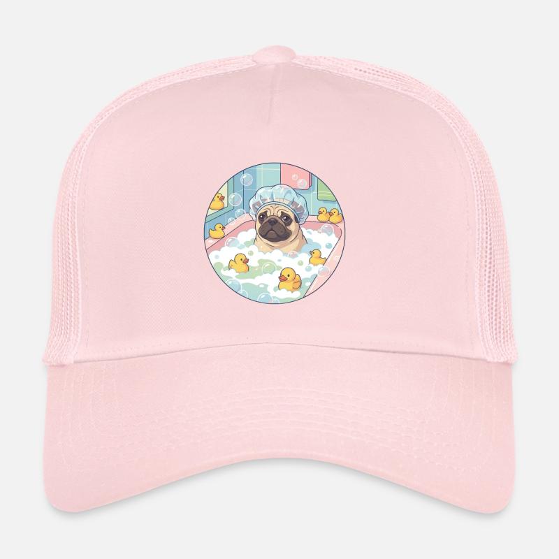 Pug Bathing Day - Trucker Cap - pale pink