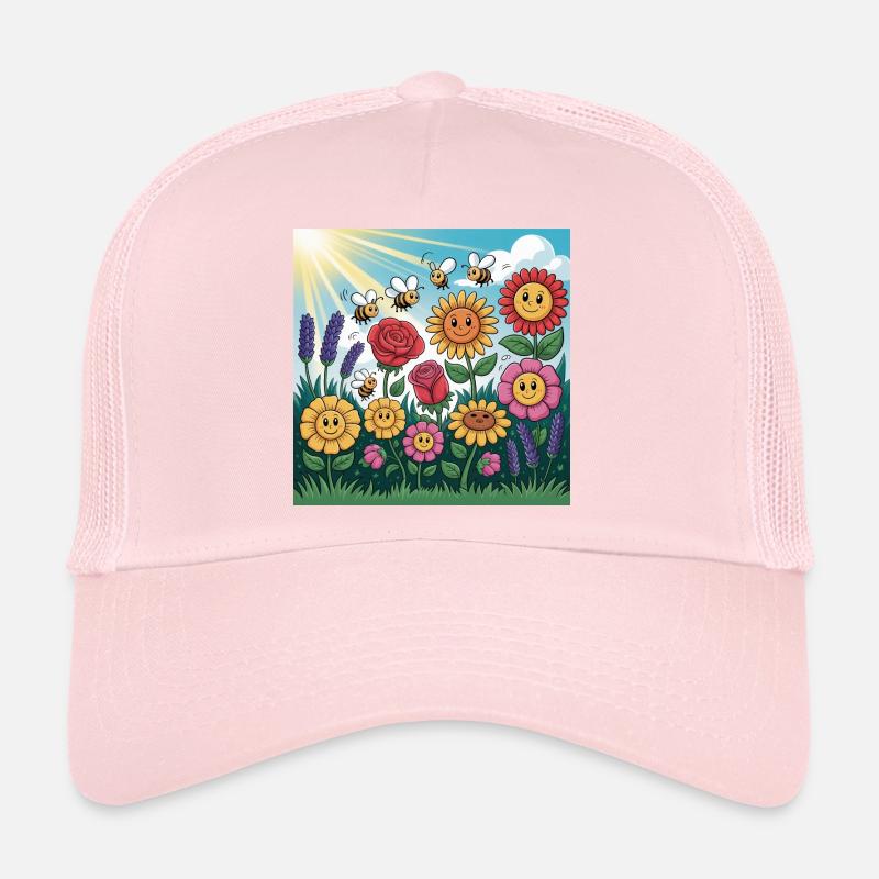 Sunny Flower Garden with Bee Trucker Cap