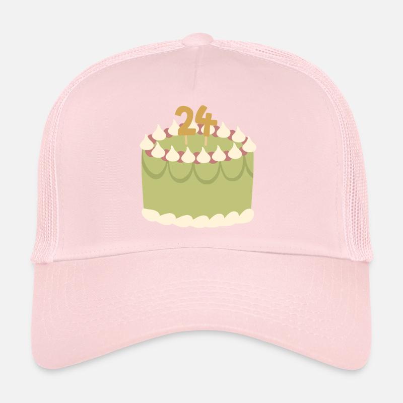Gâteau d’anniversaire vert pastel pour les 24 ans Casquette trucker 