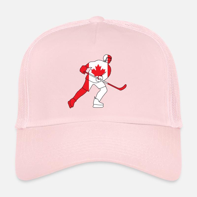 Eishockeyspieler mit der kanadischen Flagge Trucker Cap