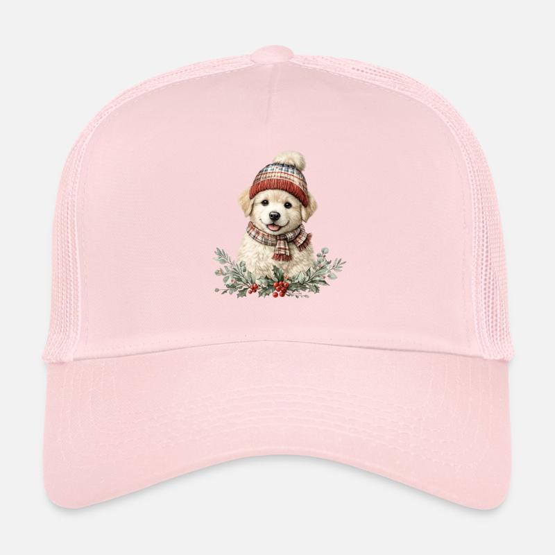 Winter Paw Dog with Hat - Trucker Cap - pale pink