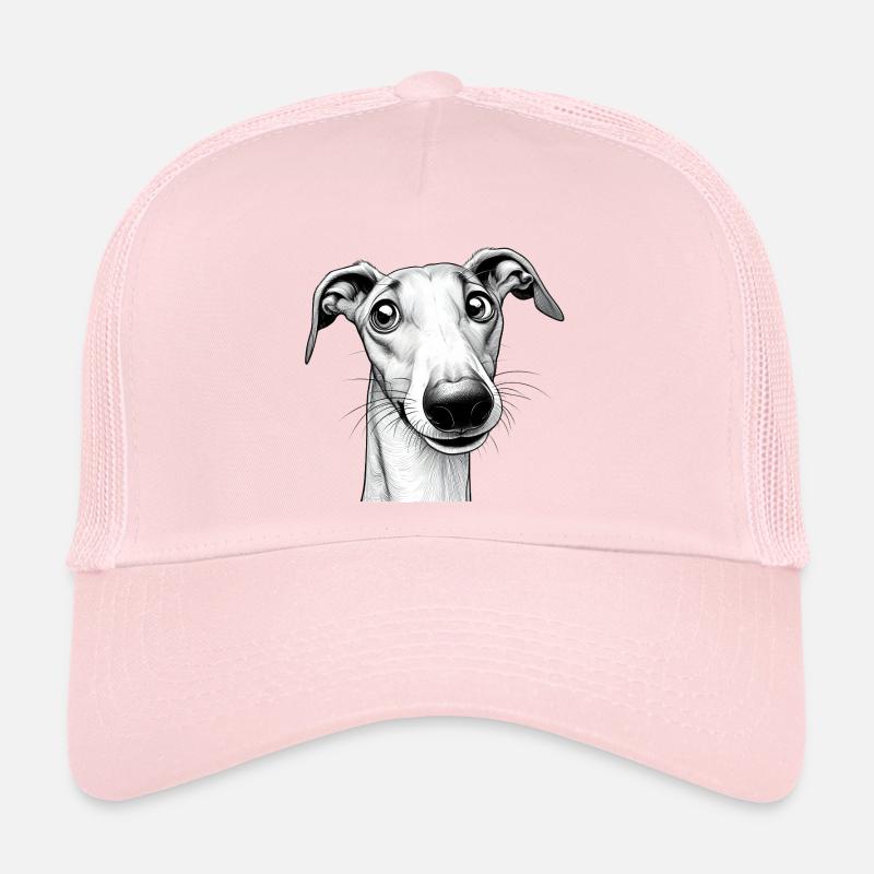 is what? mischievous greyhound - Trucker Cap - pale pink