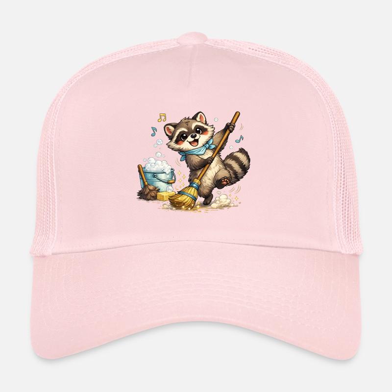 Waschbär mit einem bunten Besen Trucker Cap