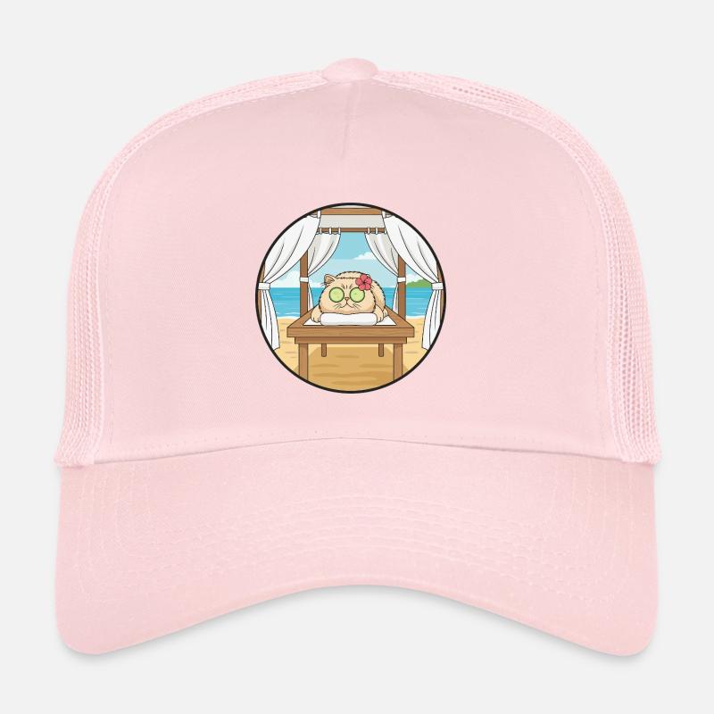Beach Spa Cat Kitten Relaxing Art Trucker Cap