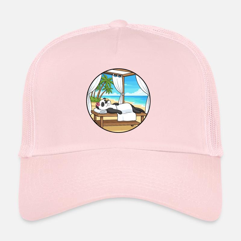 Beach Spa Panda Bear Relaxing Art Trucker Cap