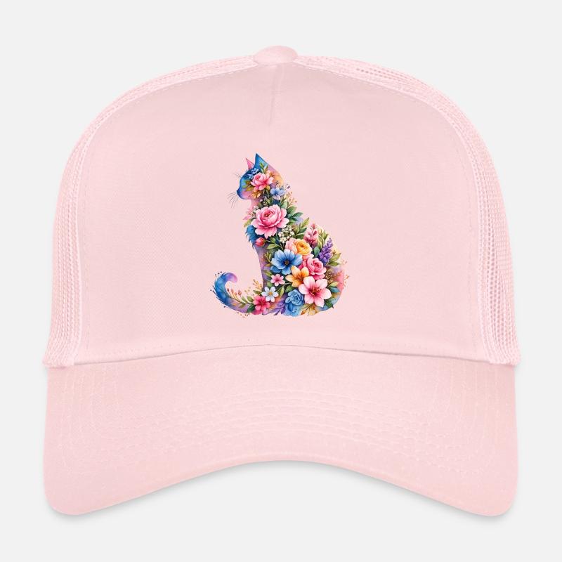 Katze Aquarell Blumen Trucker Cap