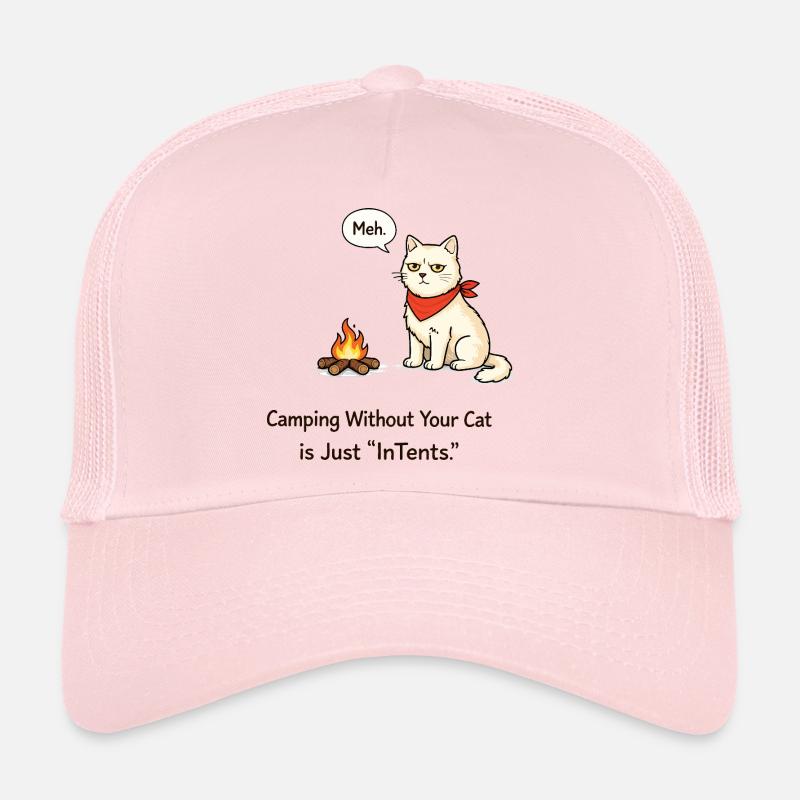 InTent Cat Camping Pun Design Trucker Cap