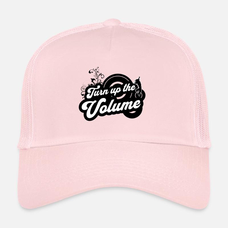 Monter le Volume — Script rétro noir - Casquette trucker - rose pâle