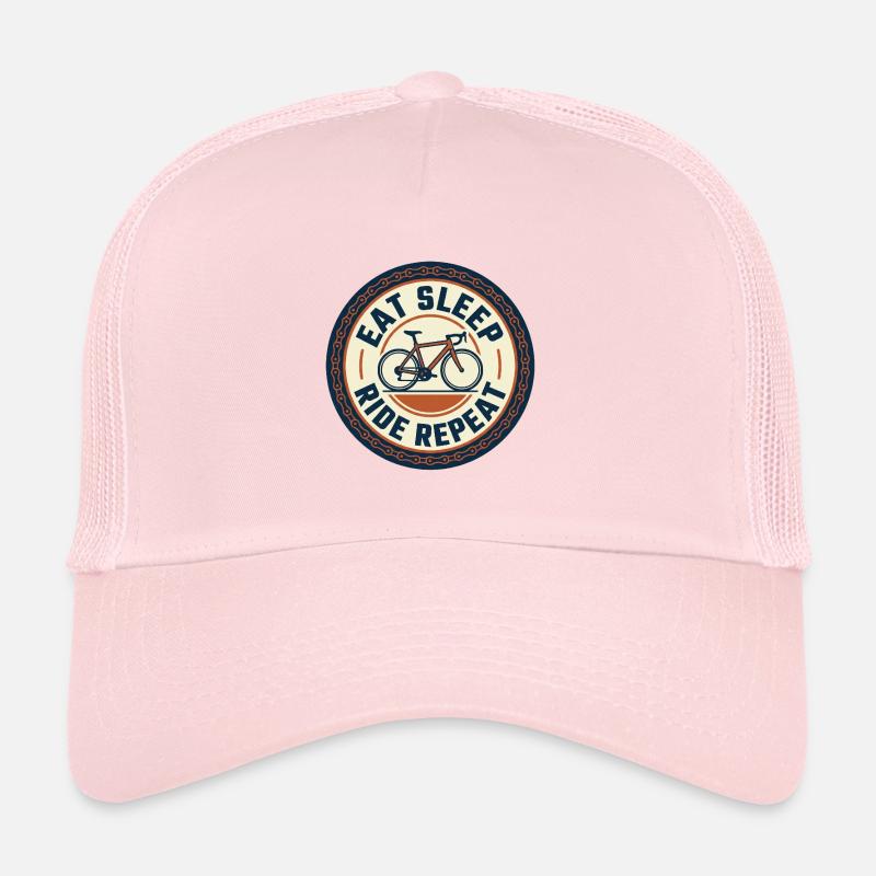 Eat Sleep Ride Repeat Bicycle Motif Trucker Cap