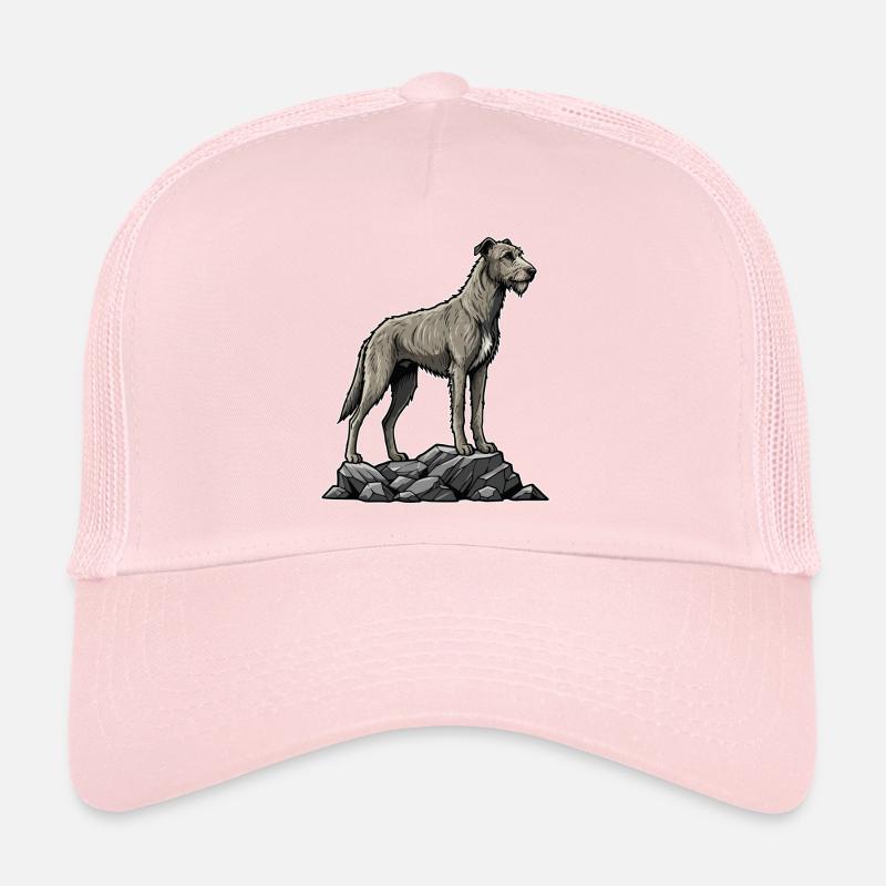 Chien Lévrier Irlandais Irish Wolfhound sur Rocher Casquette trucker 
