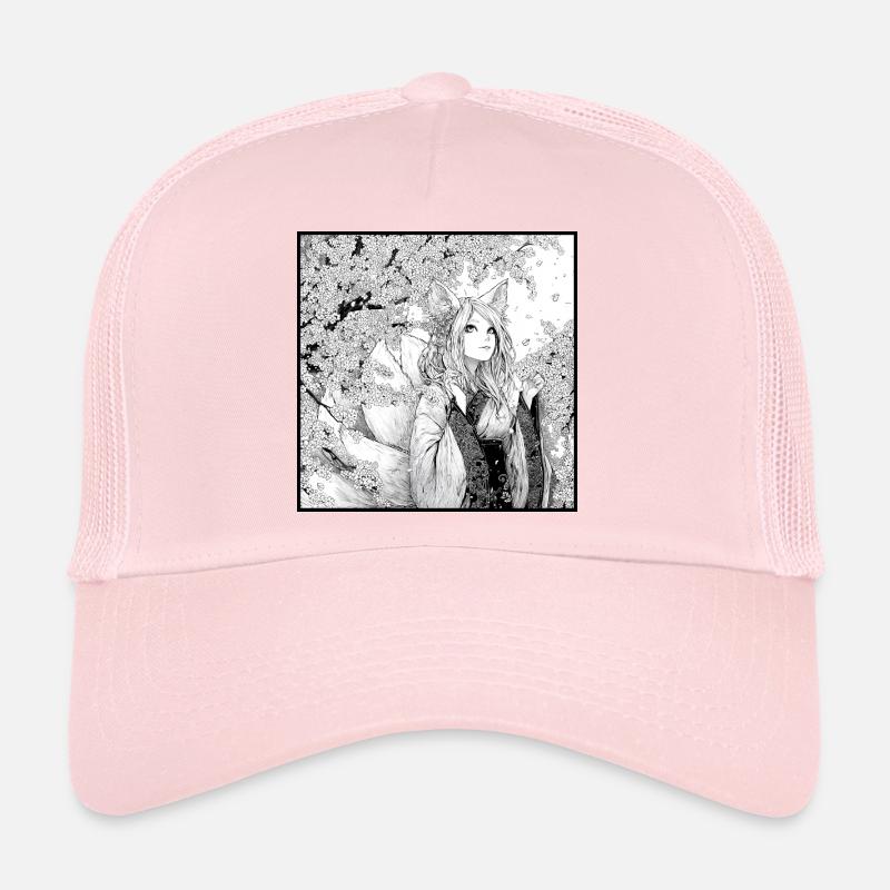 Oreille de renard manga dans un paysage fleuri Casquette trucker 