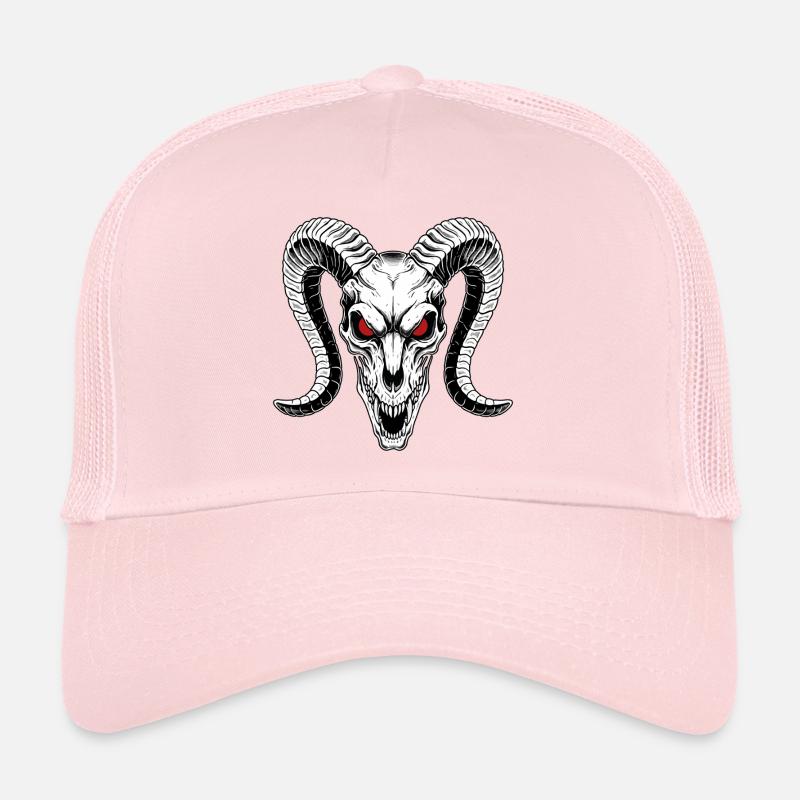Dämonischer Widderschädel Rotauge Hörner Trucker Cap