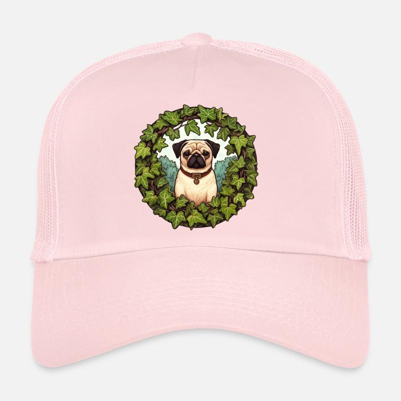 Mops im Efeukranz Trucker Cap