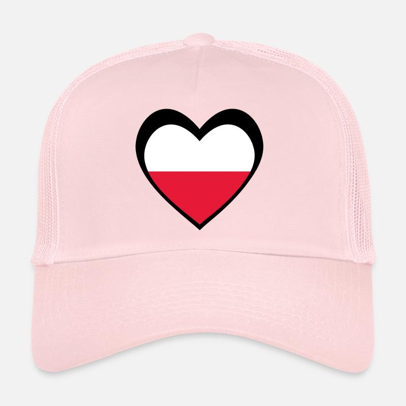 Polska Serce Czarne – Miłość do Polski - Trucker Cap - pale pink