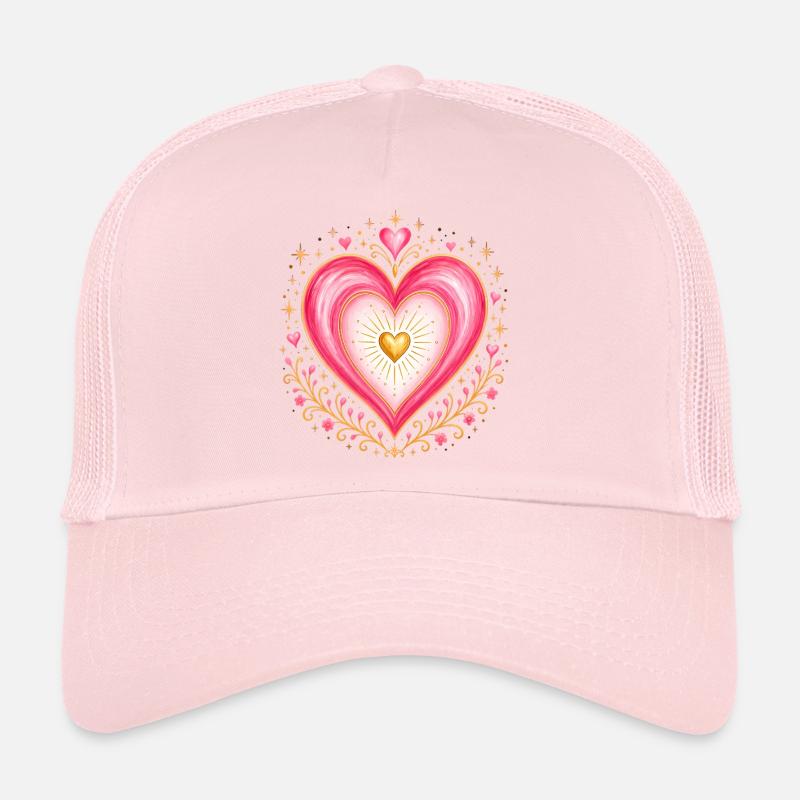 Heart pink gold Trucker Cap