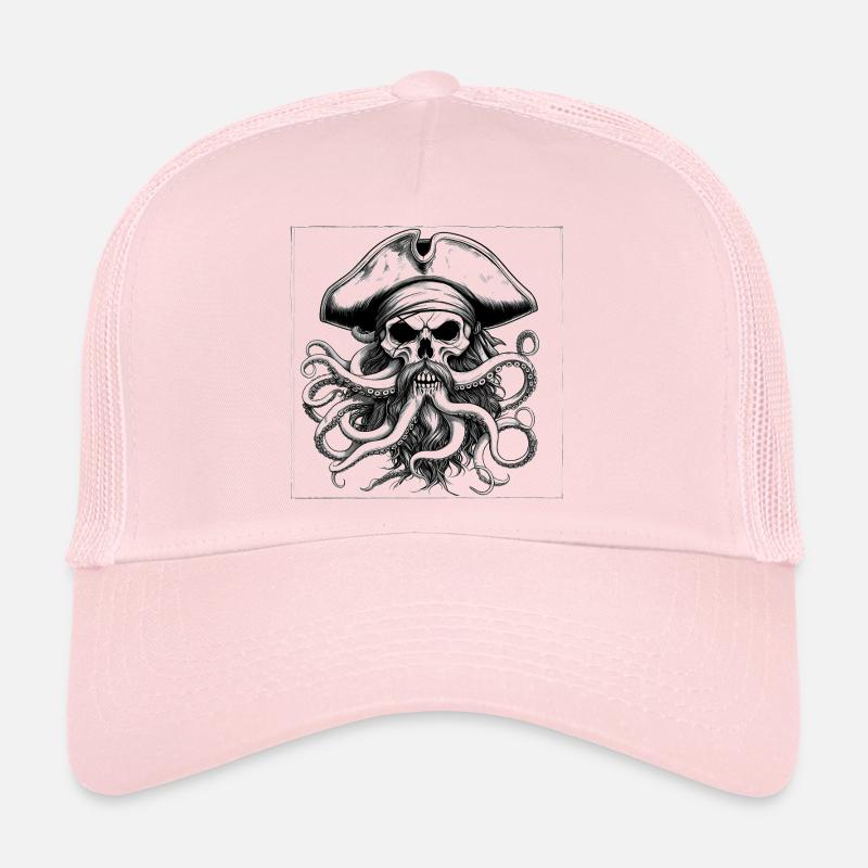 Pirate skull and octopus - Trucker Cap - pale pink