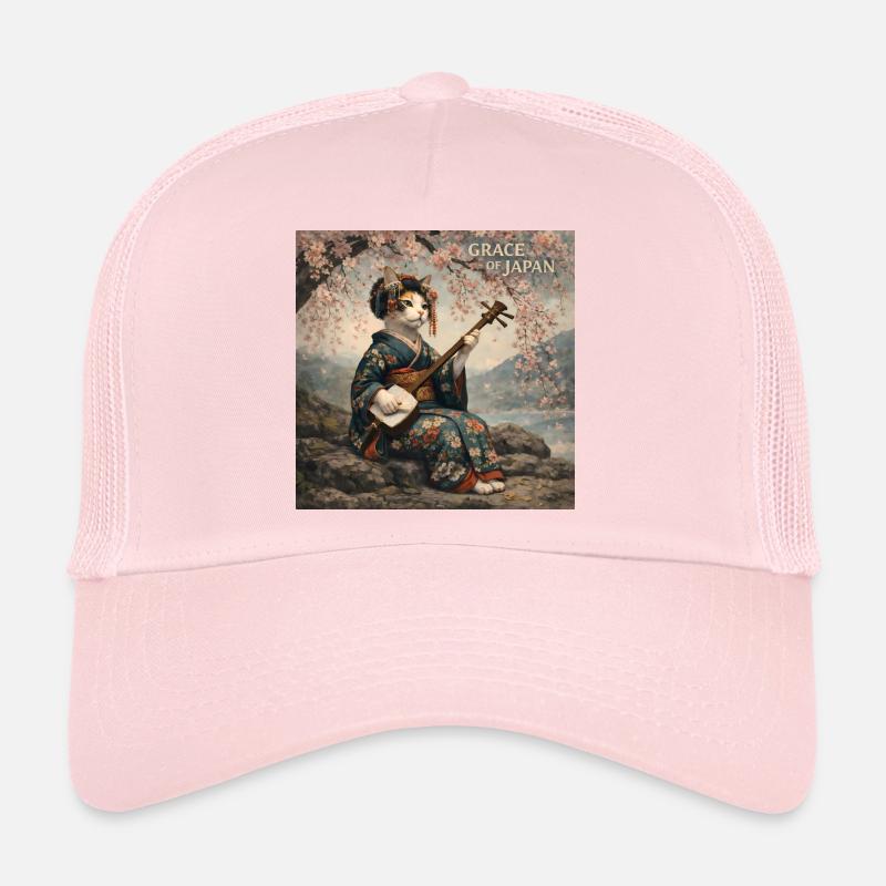 Conception japonaise de Neko Geiko - Casquette trucker  - rose pâle