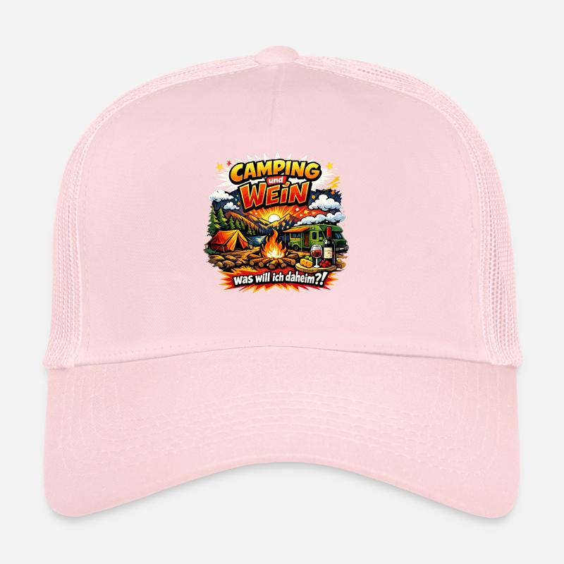 Camping und Wein Lagerfeuerabend Trucker Cap
