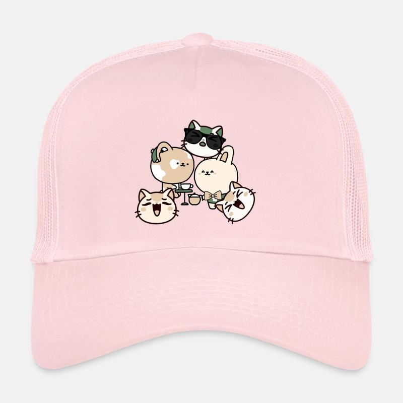 Pause café Kawaii : Chat avec appareil auditif Casquette trucker 