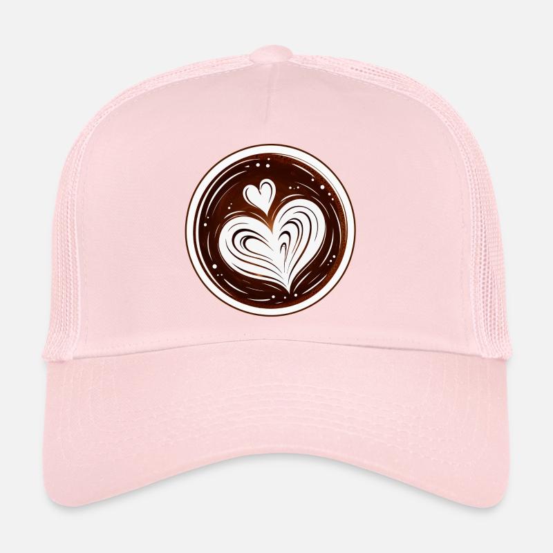 Latte Art Cœur Coffee Design Casquette trucker 
