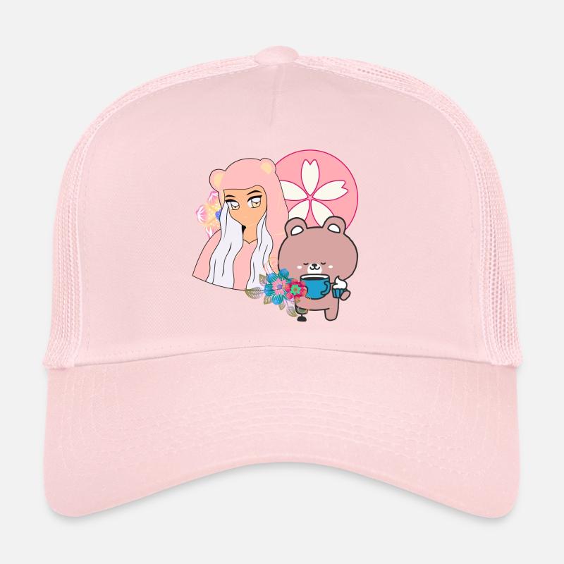 Kawaii Bear & Inclusive Tea Time - Trucker Cap - pale pink