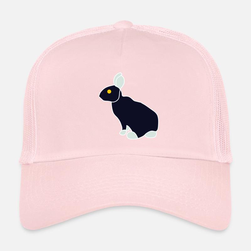 Minimalist Blue Black Rabbit - Trucker Cap - pale pink