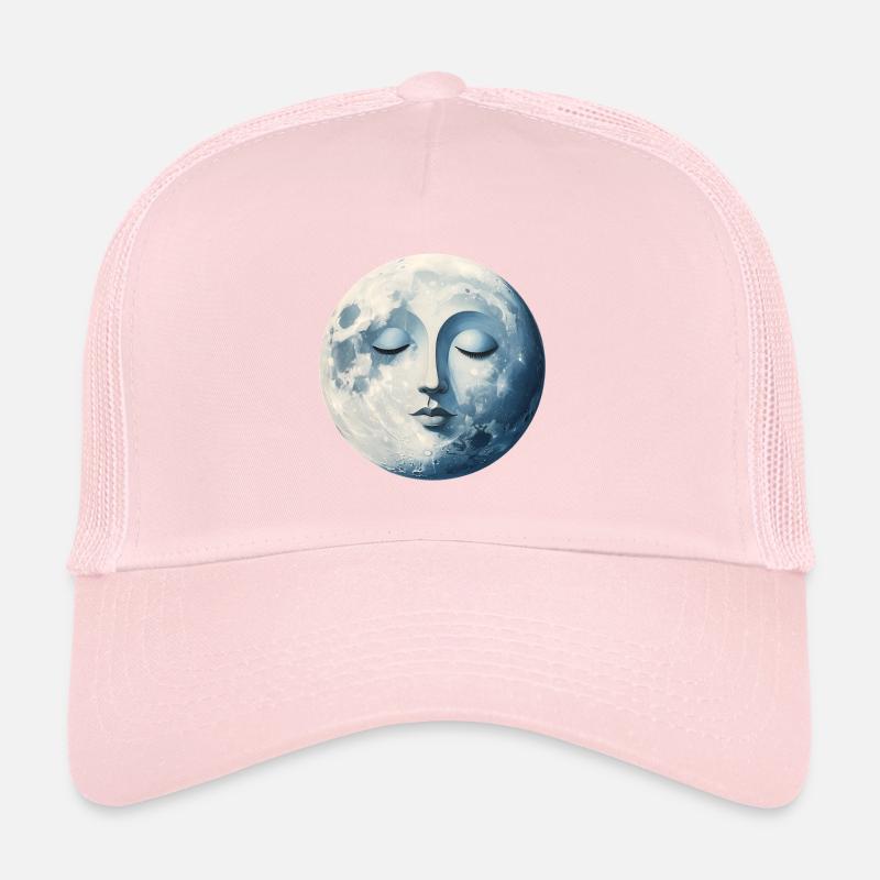 Visage de Lune au clair de lune bleu Casquette trucker 