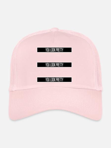 You Look Pretty Funny Complement Self Love Logo - Trucker Cap - pale pink - Front