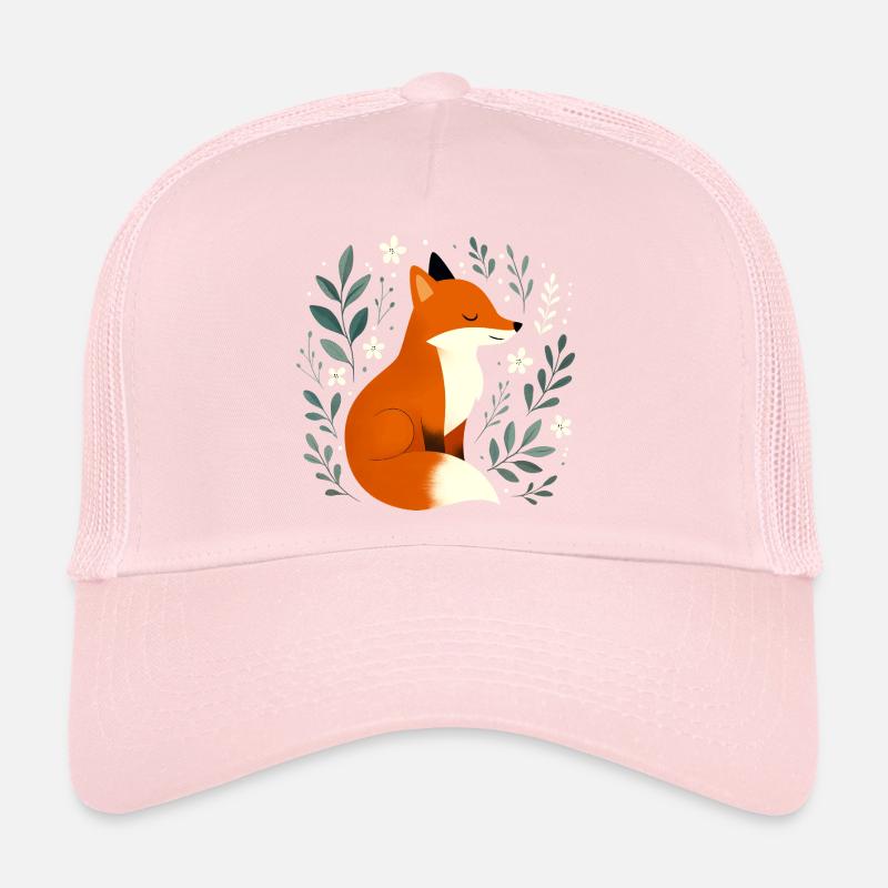Renard avec des fleurs Casquette trucker 