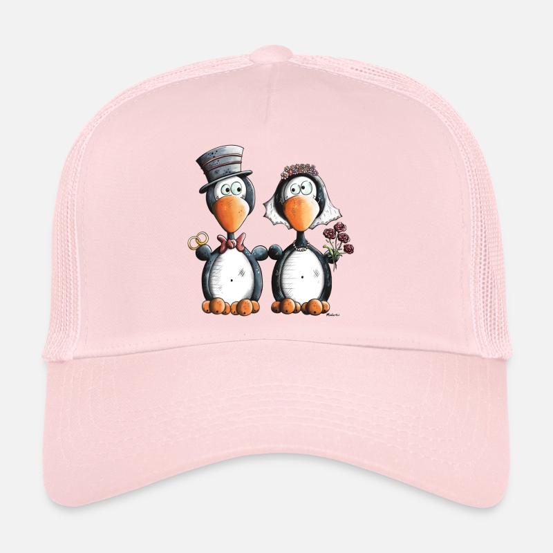 Pinguin Hochzeit - Trucker Cap - Hellrosa