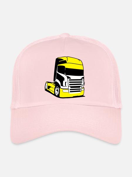 Camion Jaune Pop Art - Casquette trucker  - rose pâle - Devant